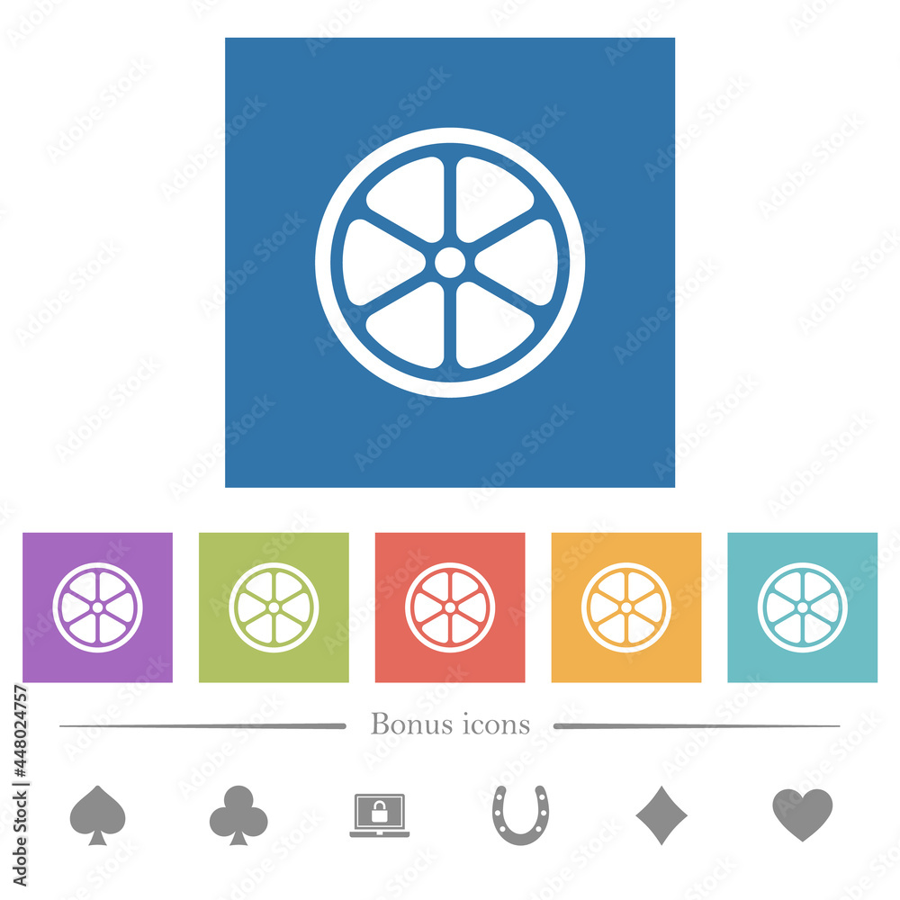 Lemon slice solid flat white icons in square backgrounds Lemon slice solid flat white icons in square backgrounds