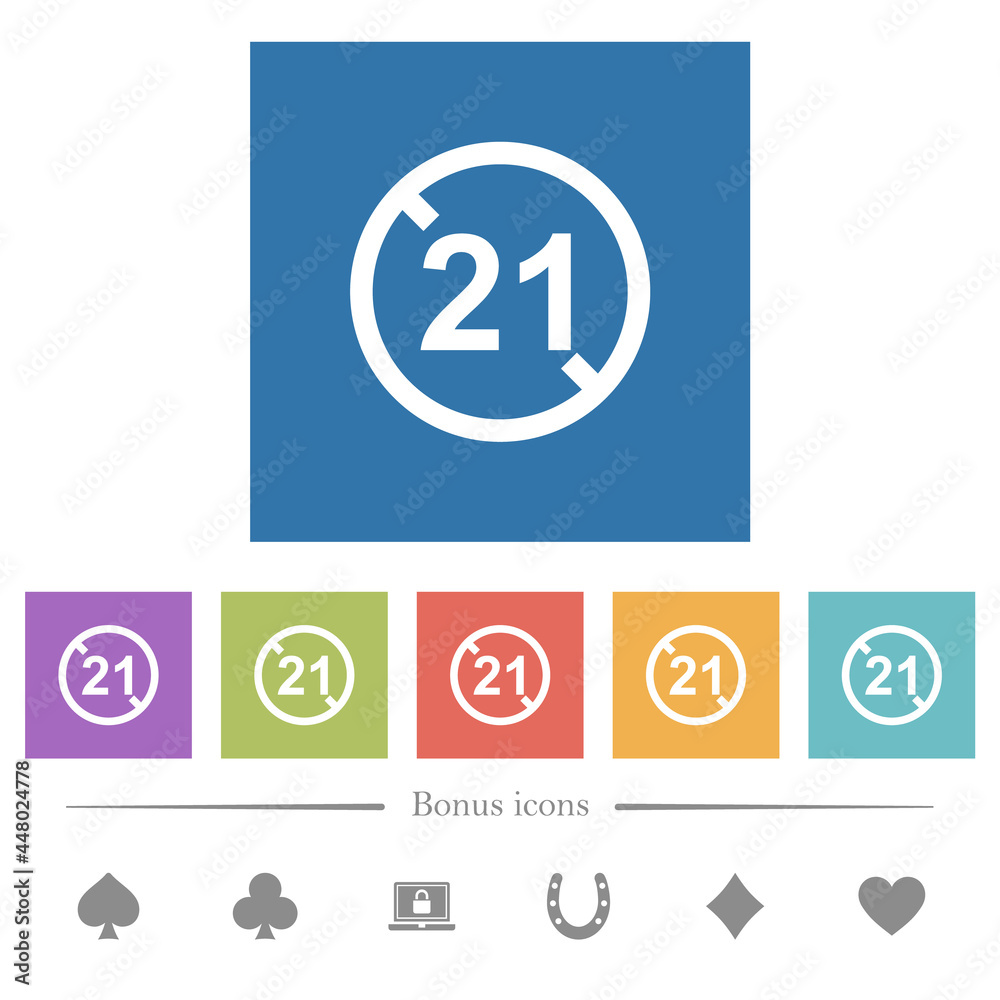 Not allowed under 21 flat white icons in square backgrounds Not allowed under 21 flat white icons in square backgrounds