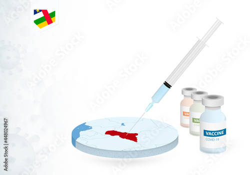Vaccination in Central African Republic with different type of COVID-19 vaccine. Сoncept with the vaccine injection in the map of Central African Republic.
