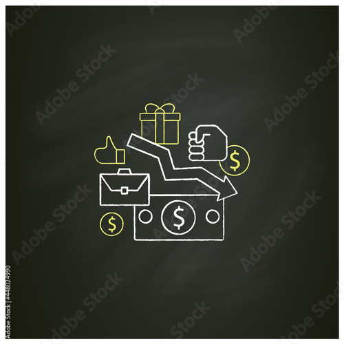 Low wages chalk icon. Important problem. Discouraging low wages. Less money.Universal basic income concept. Isolated vector illustration on chalkboard