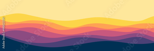 sunset color wave pattern vector illustration for wallpaper, background, web banner, backdrop, digital design and design template