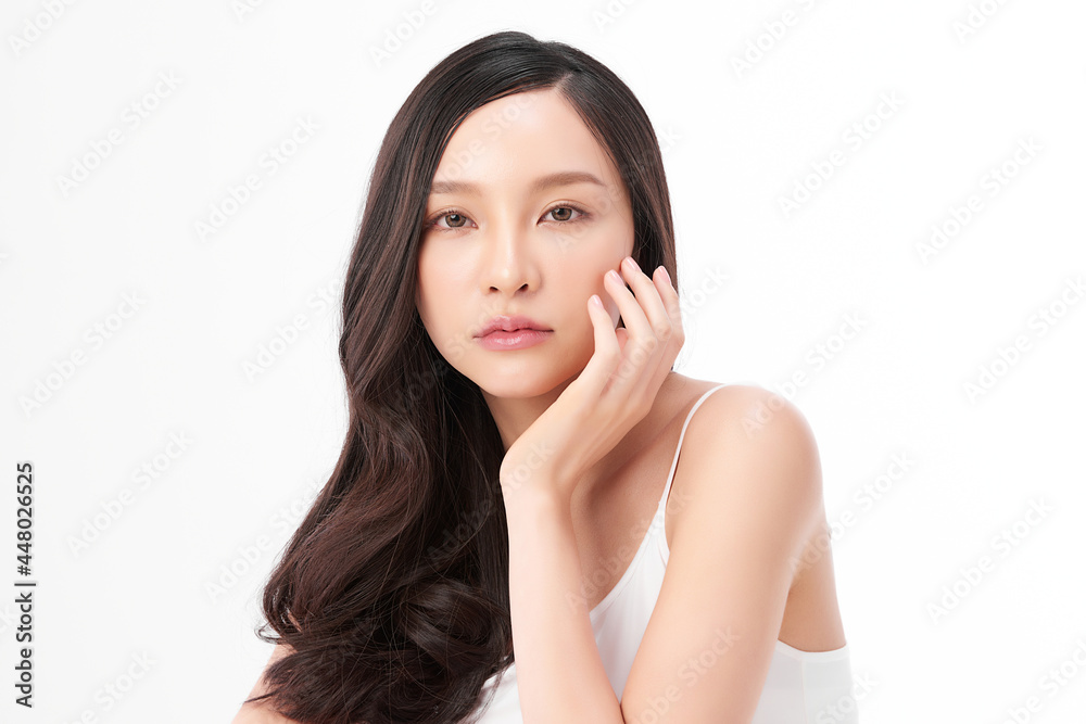 Beautiful young asian woman with clean fresh skin on white background, Face care, Facial treatment, Cosmetology, beauty and spa, Asian women portrait. Beautiful young asian woman with clean fresh skin on white background, Face care, Facial treatment, Cosmetology, beauty and spa, Asian women portrait.