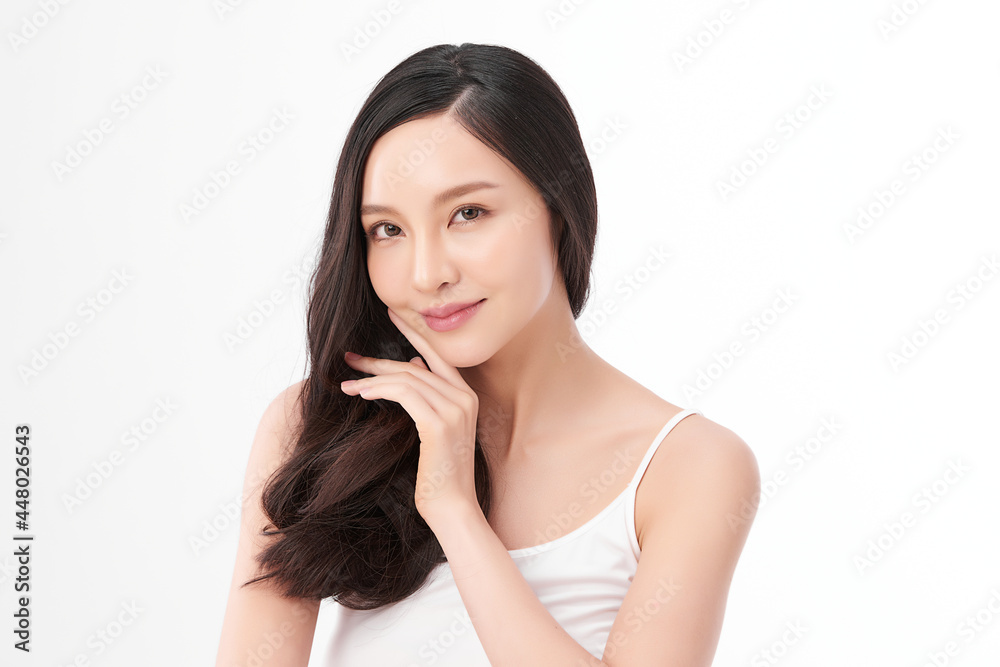 Beautiful young asian woman with clean fresh skin on white background, Face care, Facial treatment, Cosmetology, beauty and spa, Asian women portrait. Beautiful young asian woman with clean fresh skin on white background, Face care, Facial treatment, Cosmetology, beauty and spa, Asian women portrait.