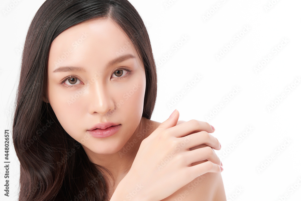 Beautiful young asian woman with clean fresh skin on white background, Face care, Facial treatment, Cosmetology, beauty and spa, Asian women portrait. Beautiful young asian woman with clean fresh skin on white background, Face care, Facial treatment, Cosmetology, beauty and spa, Asian women portrait.
