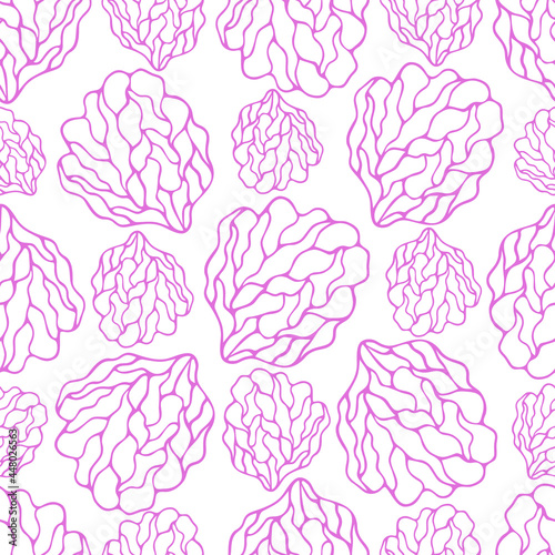 Coral reef. Sea sponge. Seamless vector pattern. Endless marine ornament. Abstract background. Isolated colorless background. Idea for textiles, packaging, covers, wallpapers.