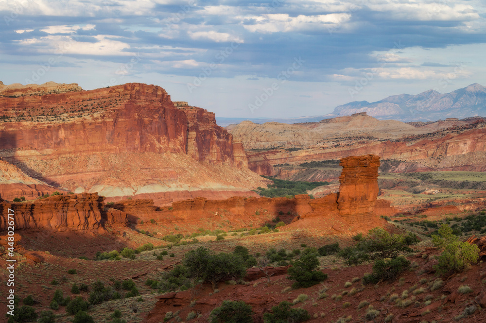 Clouds and afternoon sun at Capitol Reef National Park, Utah