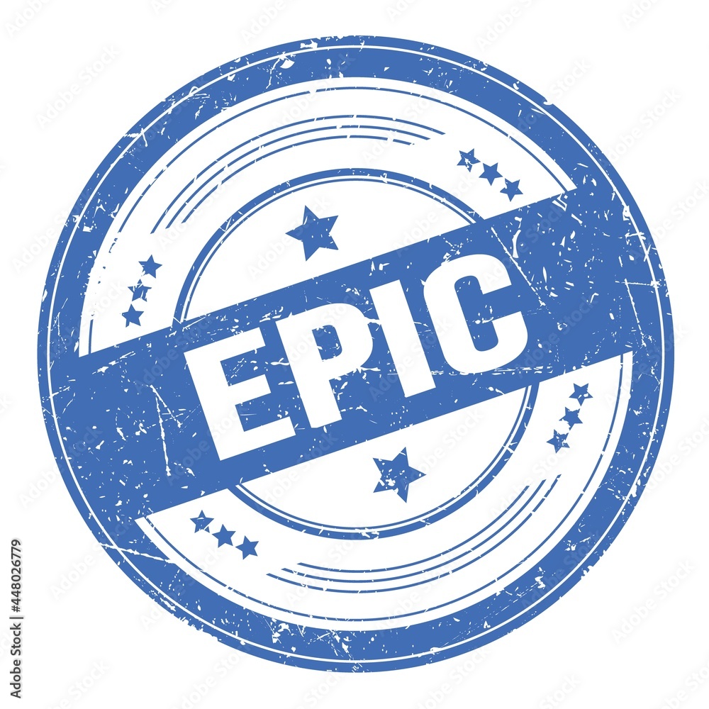 EPIC text on blue round grungy stamp. EPIC text on blue round grungy stamp.