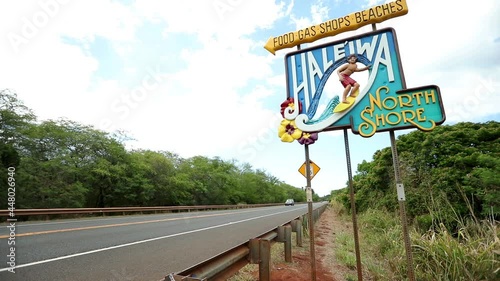 Signboard of Haleiwa Old Town, North Shore, Hawaii photo