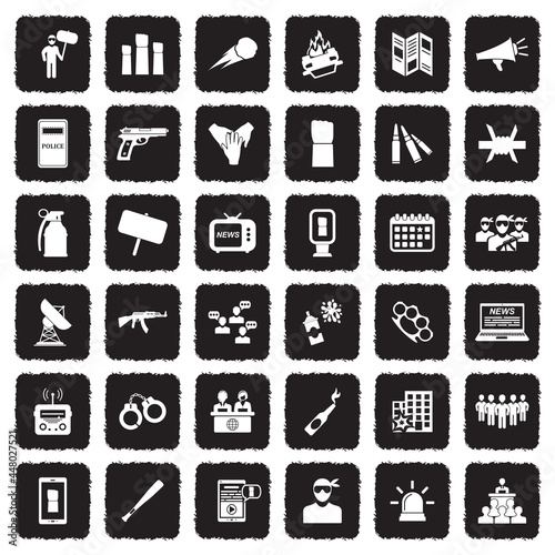 Wallpaper Mural Revolution Icons. Grunge Black Flat Design. Vector Illustration. Torontodigital.ca