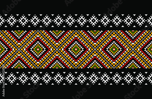 Geometric ethnic oriental seamless pattern traditional Design for background,carpet,wallpaper.clothing,wrapping,Batik fabric,Vector illustration.embroidery style - Sadu, sadou, sadow or sado