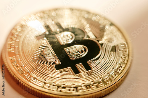 Bitcoin  Close up of cryptocurrency 