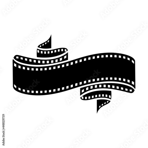 Curved film strip, element for cinema design. Movie and video symbol.