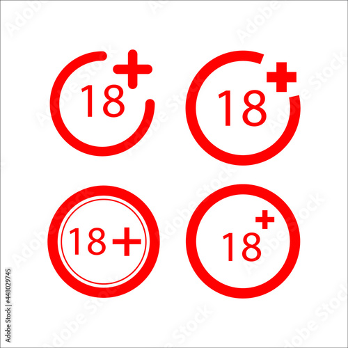 Under 18 years Sign Mark icon set. Under 18 years Sign Mark icon pack symbol vector elements for infographic web