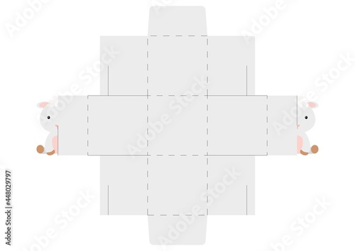 Simple packaging favor box sheep design for sweets, candies, small presents, bakery. Party package die cut template, great design for any purposes, birthdays, baby showers, halloween, christmas.