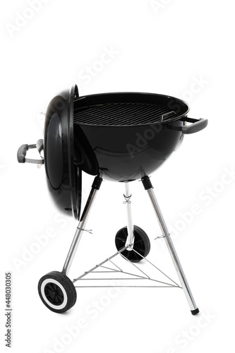 Modern barbecue grill on white background
