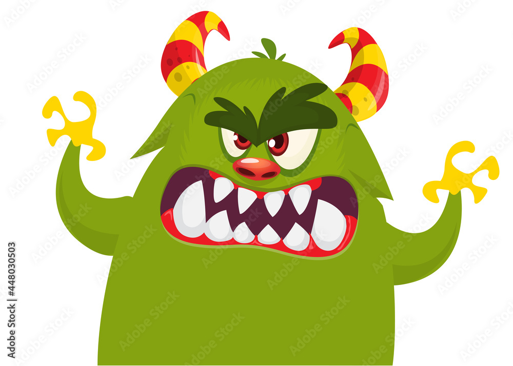 Fototapeta premium Funny cartoon monster character. Illustration of cute and happy mythical alien creature. Halloween design