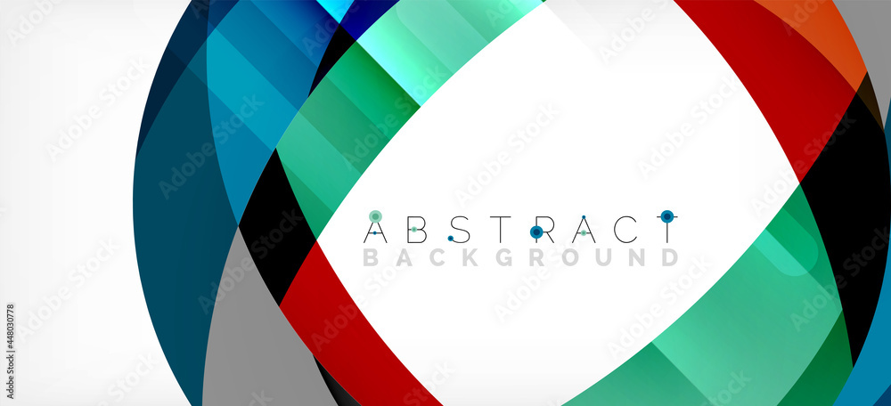Geometric abstract background. Circle created with overlapping color shapes. Vector Illustration For Wallpaper, Banner, Background, Landing Page