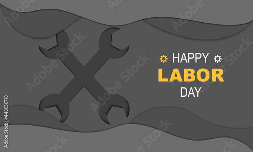 Happy Labor Day Wrench Paper Vector