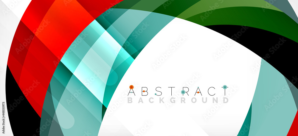 Geometric abstract background. Circle created with overlapping color shapes. Vector Illustration For Wallpaper, Banner, Background, Landing Page