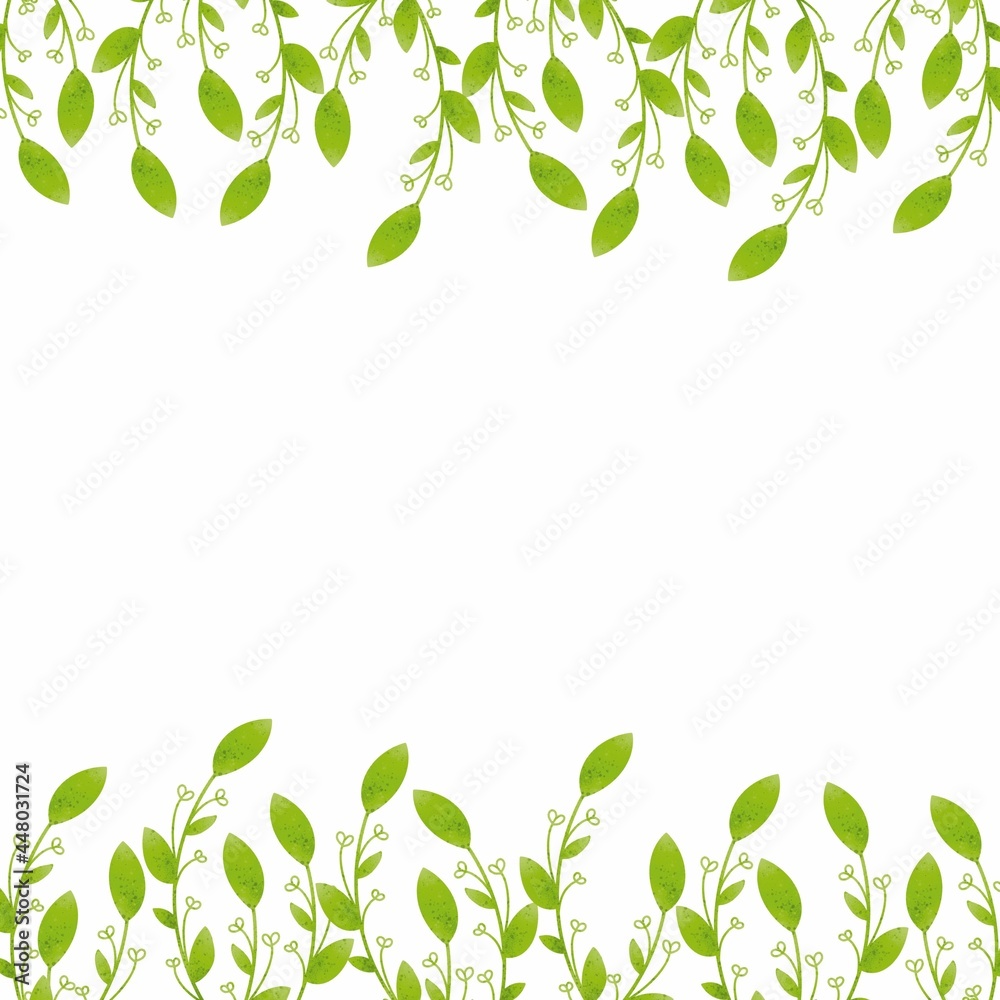 Invitation design with herbs, branches, leaves. Template, frame, square, garland. Raster branches, leaves isolated on white background. Invitation design with herbs, branches, leaves. Template, frame, square, garland. Raster branches, leaves isolated on white background.