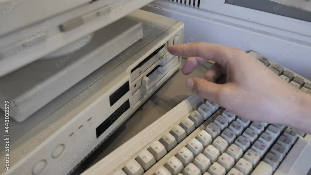 Retro PC Look. View Of Inserting An Old-style 3.5 Retro PC Look. View Of Inserting An Old-style 3.5