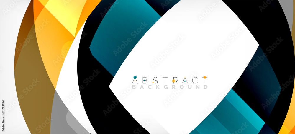 Geometric abstract background. Circle created with overlapping color shapes. Vector Illustration For Wallpaper, Banner, Background, Landing Page Geometric abstract background. Circle created with overlapping color shapes. Vector Illustration For Wallpaper, Banner, Background, Landing Page