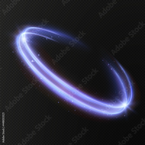 Luminous blue lines of speed. Light glowing effect. Abstract motion lines. Light trail wave, fire path trace line, Lighting equipment for advertising brochures, banners and materials.