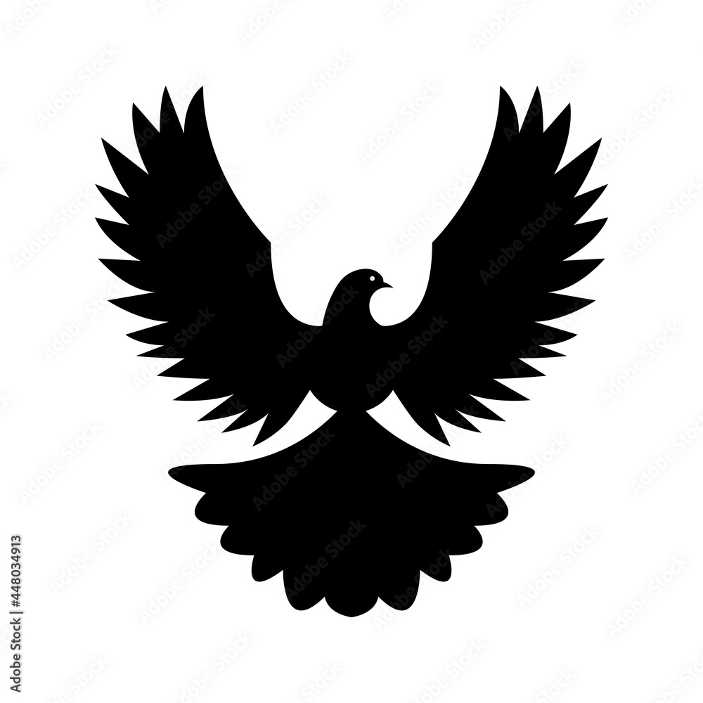 Fototapeta premium Vector illustration, silhouette dove Logo Template, isolated on white background