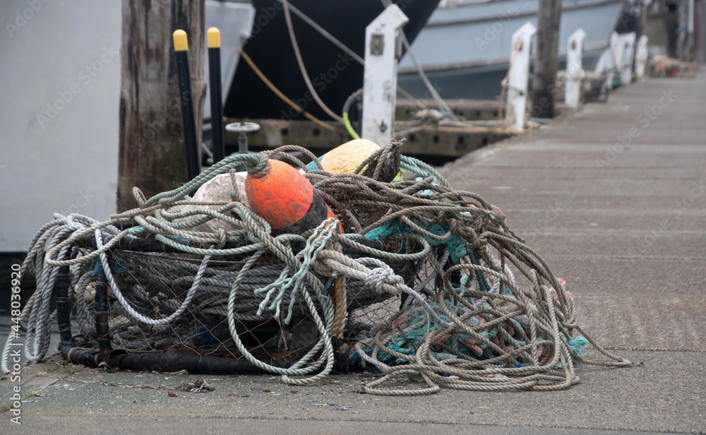 Stacked crab pots in Westhaven port