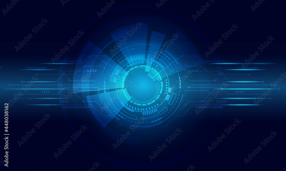 Abstract technology design with speed circuit blue light hi-tech.Futuristic technology design network connection.