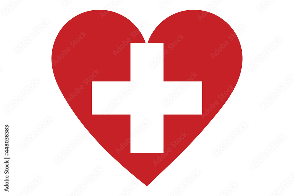Switzerland flag of heart shape isolated on white background Switzerland flag of heart shape isolated on white background