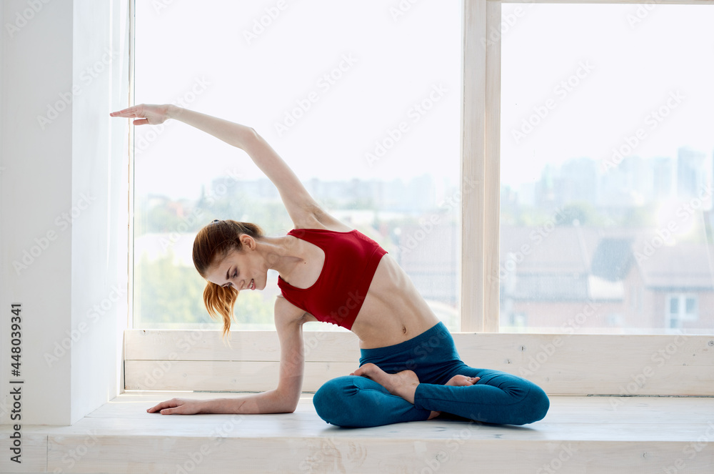 woman doing meditation fitness workout lifestyle asana