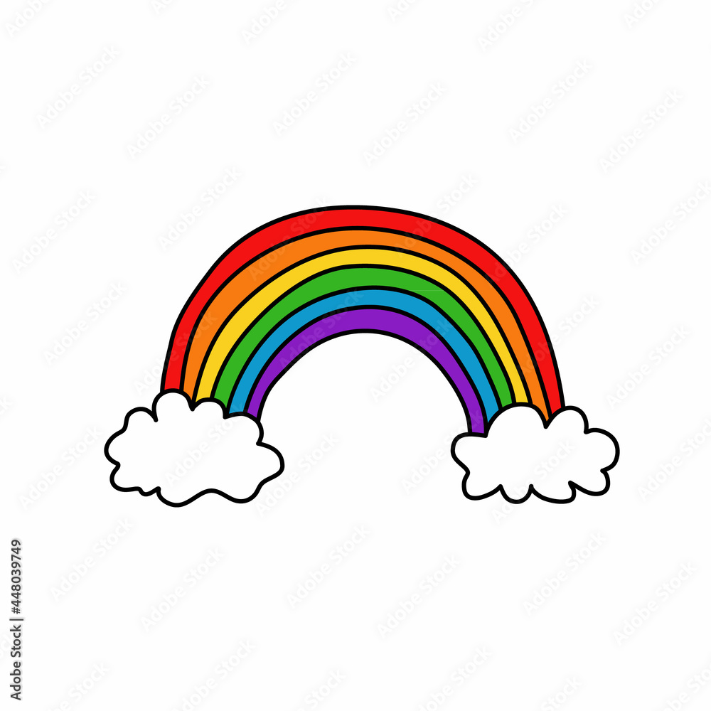 Rainbow doodle icon logo sign Cloud stripes symbol emblem Hand drawn decor sketch Colorful cute design Cartoon children's style Fashion print clothes apparel greeting invitation card poster banner ad Rainbow doodle icon logo sign Cloud stripes symbol emblem Hand drawn decor sketch Colorful cute design Cartoon children's style Fashion print clothes apparel greeting invitation card poster banner ad