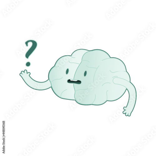 Happy Brain Black and White Color Show on Question Mark. Modern Flat Vector Illustration. Train Your Brain. Social Media Template. 