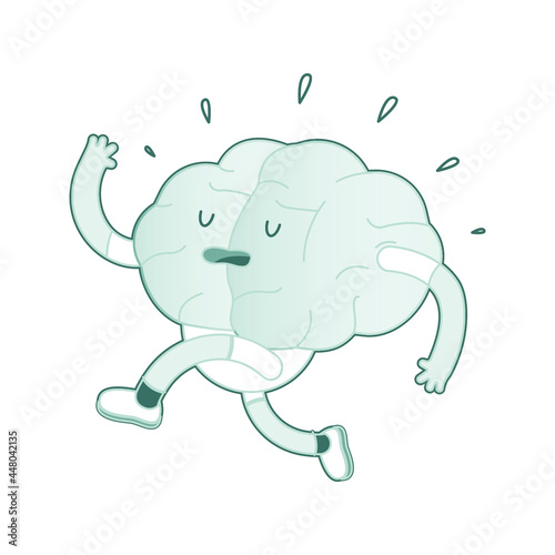 Happy Brain Black and White Color Run. Modern Flat Vector Illustration. Train Your Brain. Social Media Template.