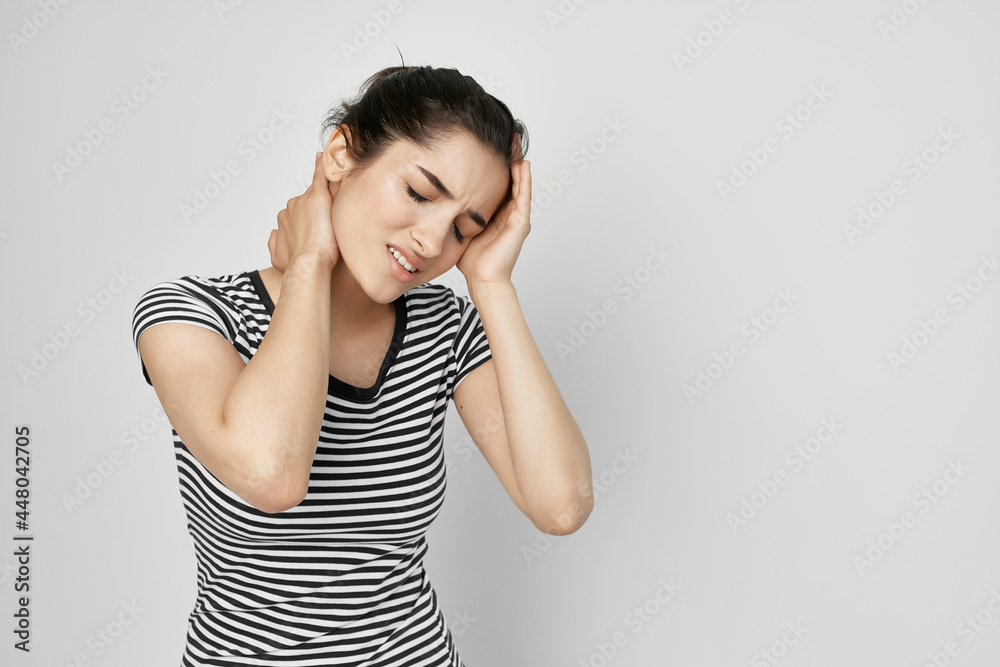 disgruntled woman holding on to whom health problems migraine disgruntled woman holding on to whom health problems migraine