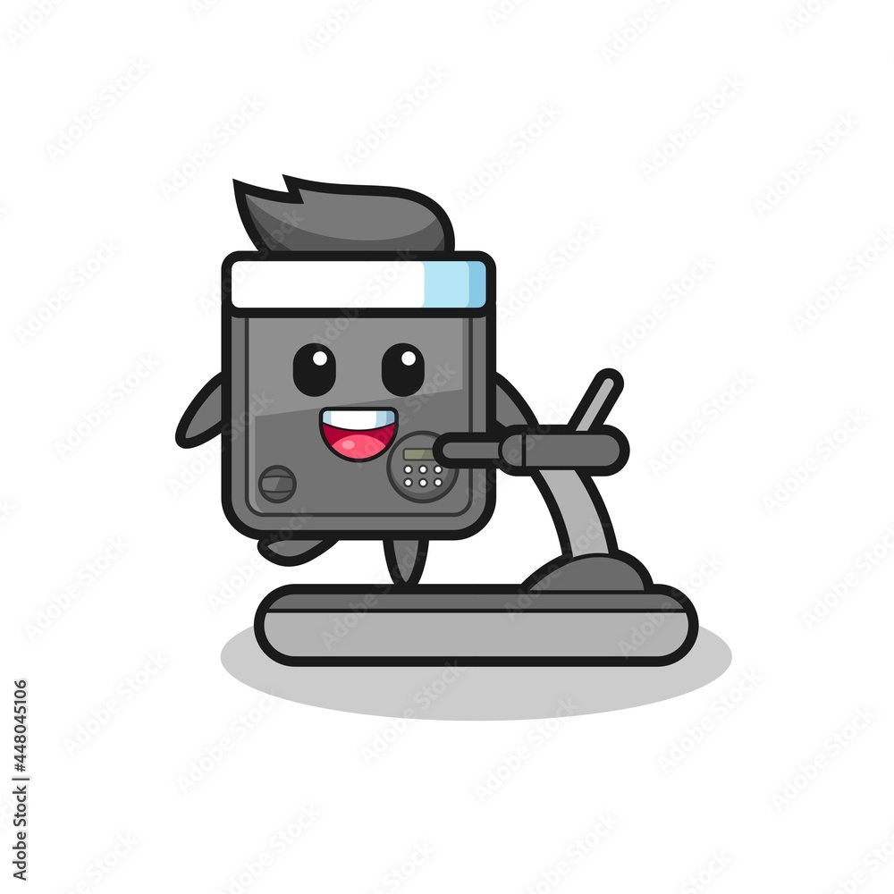 safe box cartoon character walking on the treadmill safe box cartoon character walking on the treadmill
