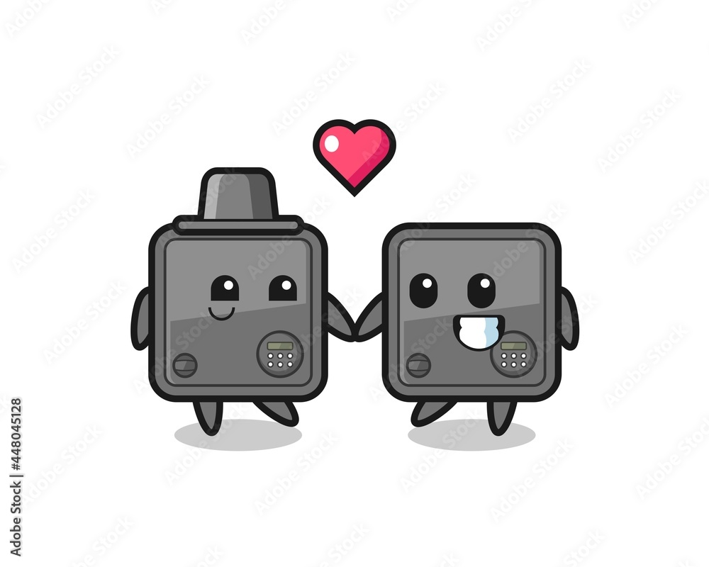 safe box cartoon character couple with fall in love gesture safe box cartoon character couple with fall in love gesture