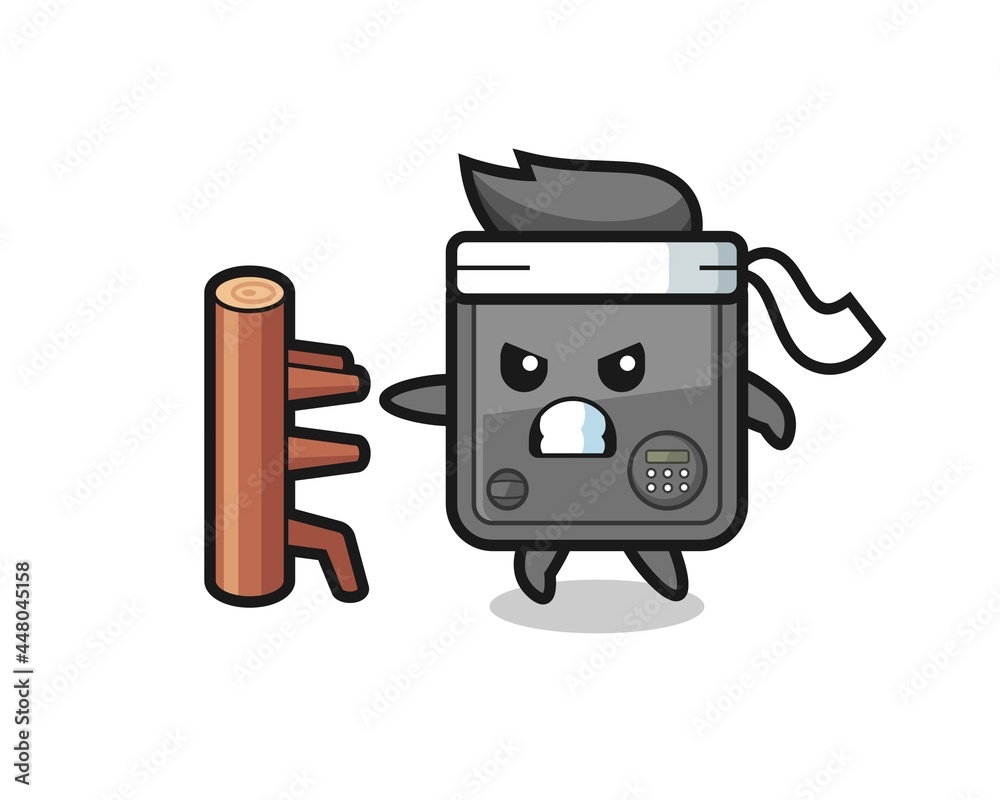 safe box cartoon illustration as a karate fighter safe box cartoon illustration as a karate fighter