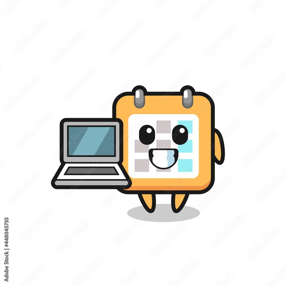 Mascot Illustration of calendar with a laptop Mascot Illustration of calendar with a laptop
