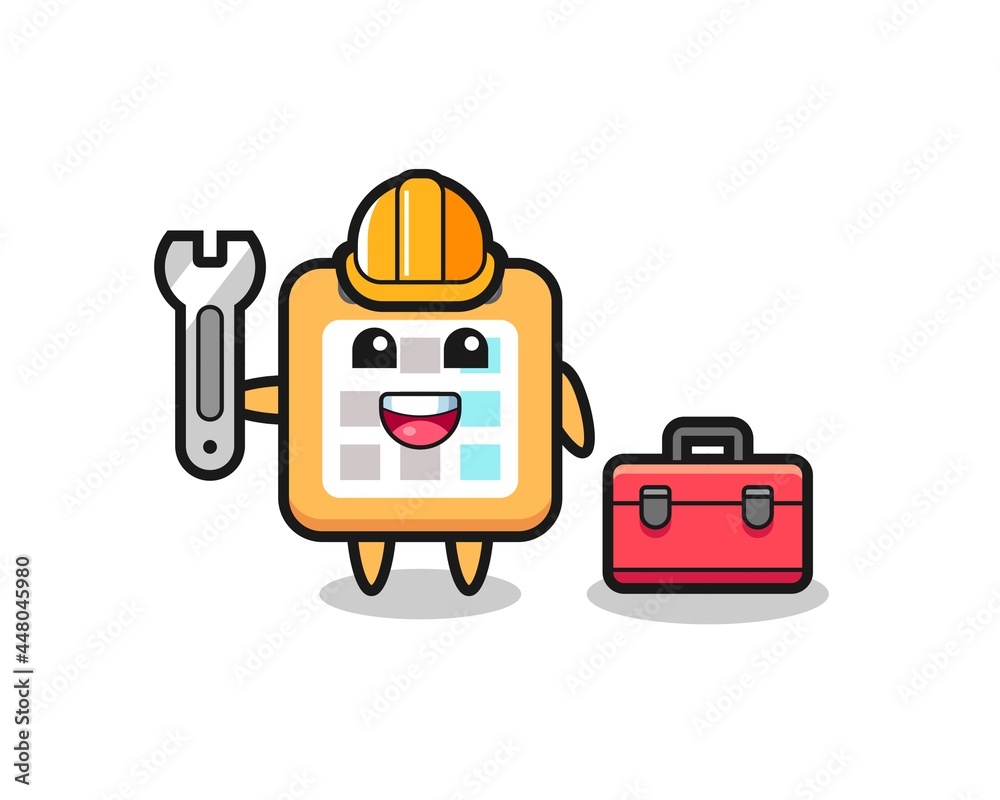 Mascot cartoon of calendar as a mechanic Mascot cartoon of calendar as a mechanic