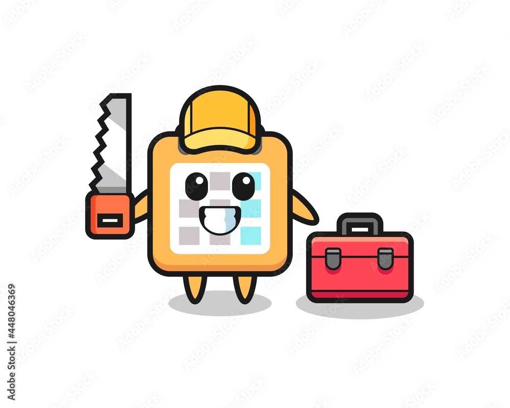 Illustration of calendar character as a woodworker Illustration of calendar character as a woodworker