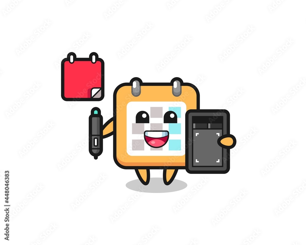 Illustration of calendar mascot as a graphic designer Illustration of calendar mascot as a graphic designer