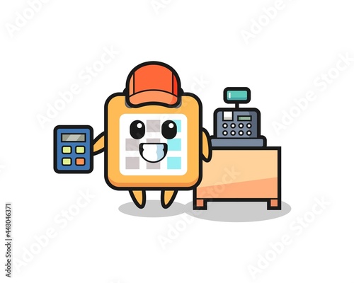 Illustration of calendar character as a cashier