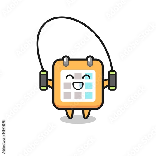 calendar character cartoon with skipping rope