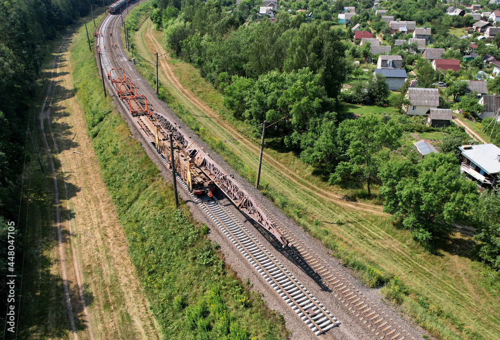 Railroad Track Construction. Train Track Repair and Maintenance. Build