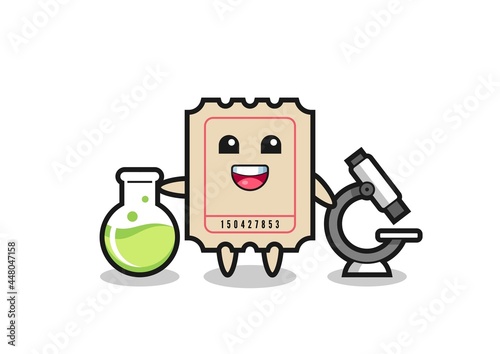 Mascot character of ticket as a scientist