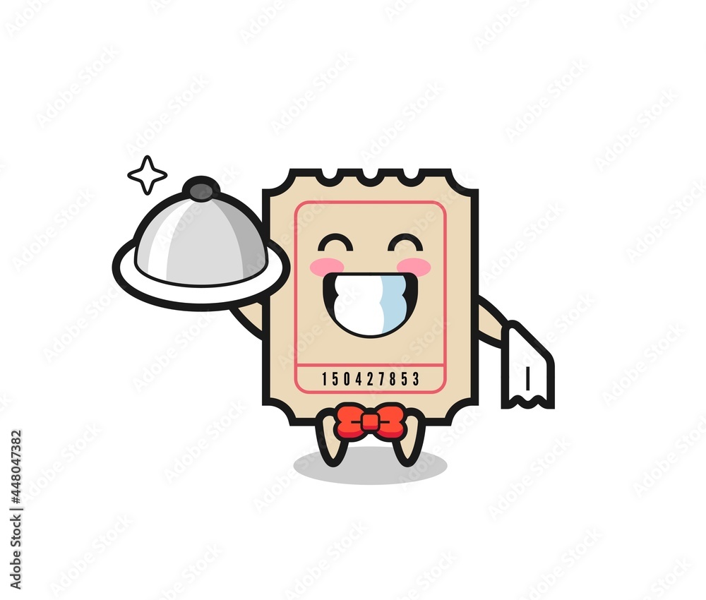 Character mascot of ticket as a waiters Character mascot of ticket as a waiters