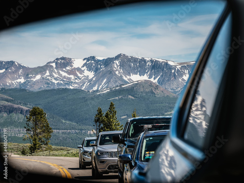 Driving on the Beartooth Highway in Wyoming photo