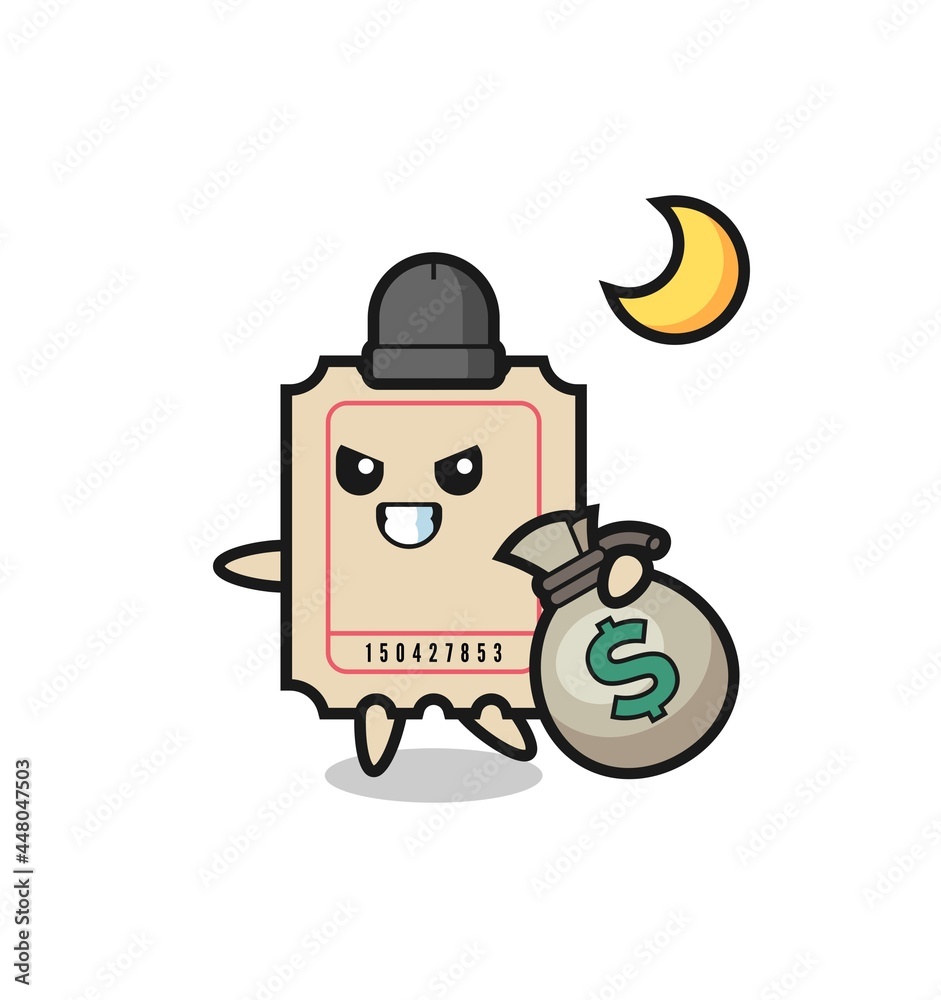 Illustration of ticket cartoon is stolen the money Illustration of ticket cartoon is stolen the money